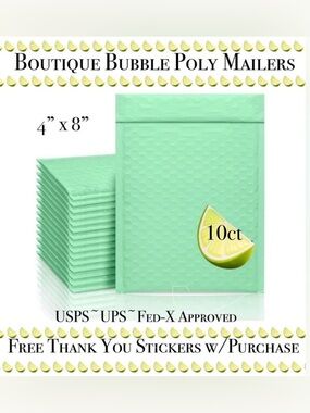 10ct  Bubble Poly Mailers 🍋‍🟩🆕🍋‍🟩
Boutique Mailers  w/ 25ct Free Stickers